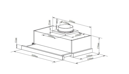 Hota incorporabila telescopica Heinner HTCH-440GBK, putere de absorbtie 325 mc/h, 1 motor, 60 cm, 2 trepte de viteza, Sticla neagra - Img 2