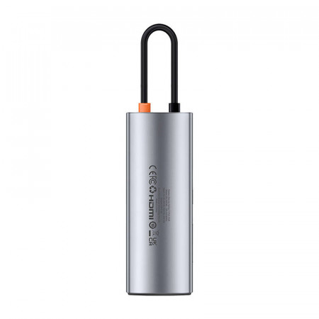 Hub 7in1 Baseus Gleam, USB-C la 1x HDMI4K 60Hz + 3x USB3.0 + 1x PD + 1x SD/TF (gri) - Img 3