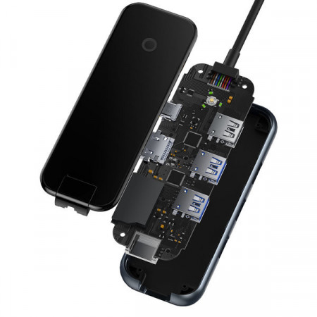 Hub Baseus AcmeJoy HUB 8 porturi USB-C la 1xHDMI / 2xUSB-A 3.0 / 1xUSB-A 2.0 / 1xUSB-C PD&amp;Data / 1xRJ45 / 1xSD/TF gri inchis - Img 8