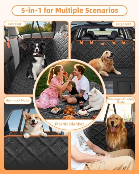 Husă Protecție Scaun Auto pentru Câini, 100% Impermeabilă și Antizgârieturi, Compatibilă cu Toate Mașinile, 135 x 148 cm - Img 5