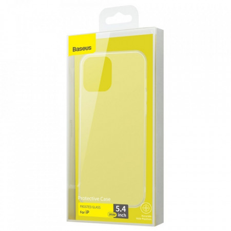 Husa telefon Baseus Frosted Glass Hard iPhone 12 mini White (WIAPIPH54N-WS02) - Img 4