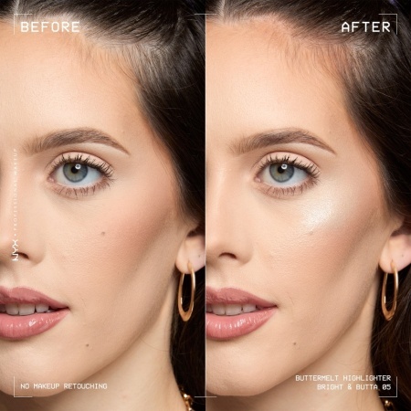 Iluminator pudra NYX Professional Makeup Buttermelt 05 Bright and Butta, formula cremoasa, 12H rezistenta, nu se estompeaza, 5 g - Img 9