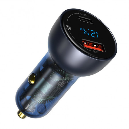 Incarcator auto Baseus USB / USB Type C 65 W 5 A SCP Quick Charge 4.0+ Power Delivery 3.0 LCD display gri (TZCCKX-0G) - Img 2