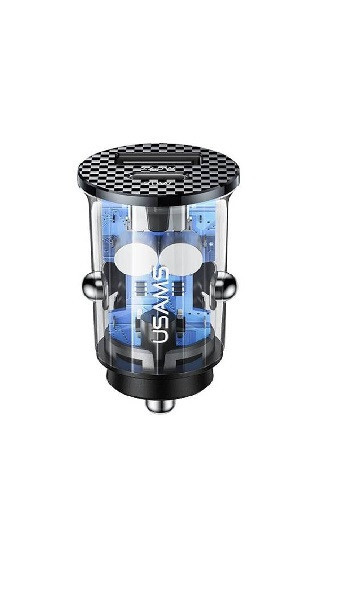 Incarcator auto USAMS CC127 C25 42.5 / 22.5W + PD20W albastru transparent