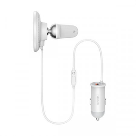 Incarcator auto wireless Baseus cu suport MagSafe 15W pentru aerisire + USB-A 25W alb (CW01) - Img 7