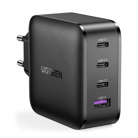 Incarcator priza Ugreen PPS 65W USB / 3x USB Typ C Quick Charge 3.0 Power Delivery SCP FCP AFC (gallium nitride) black (CD224 70774)