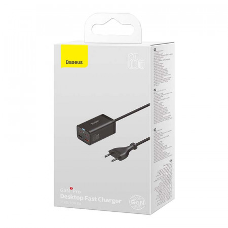 Incarcator rapid Baseus GaN3 Pro, 2x USB-C, 2x USB, 65W (negru) - Img 2