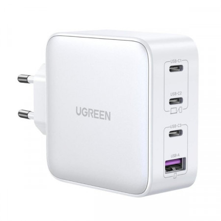 Incarcator rapid GaN 3xUSB C / USB 100W PPS Ugreen CD226 - alb