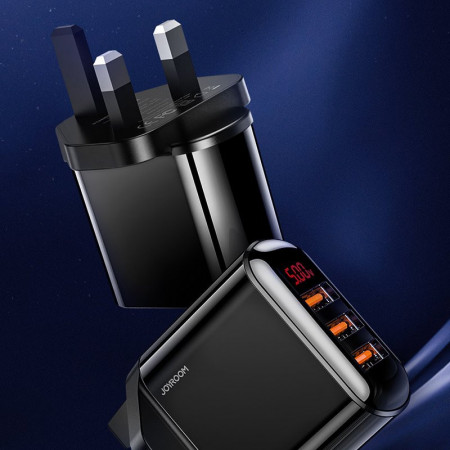 Joyroom 3x USB 3,4 Un incarcator digital inteligent de perete (mufa britanica) negru (HKL-USB59) - Img 2