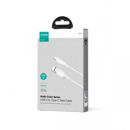 Joyroom Multi-Color Series SA34-AC6 Cablu USB-A / USB-C 100W Transfer rapid 1m - Alb - Img 2