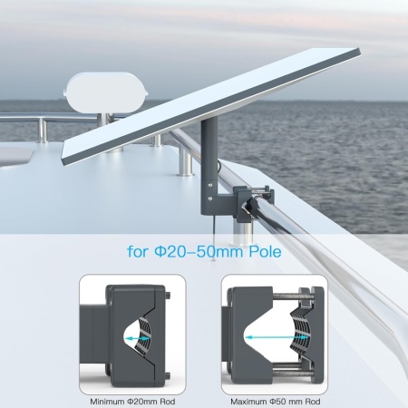 Kit Suport de Montare pentru Antenă Starlink Gen 3 / V3 cu Adaptor de Țeavă Rotativ 360°, Rezistent la Intemperii și Vânt Puternic (până la 90 kg / 200 lbs), din Aliaj de Aluminiu Turnat, pentru Acoperiș, Autorulotă (RV), Balustradă și Stâlp (Ø 20–50 mm) - Img 7
