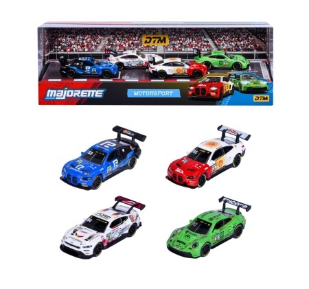 MAJORETTE SET 4 MASINUTE METALICE MOTORSPORT DTM SCARA 1 LA 64 - Img 3