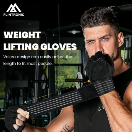 Mănuși de Fitness și Culturism flintronic cu Fașă Reglabilă pentru Încheietură, Palmă Căptușită cu Spumă EVA 5 mm Anti-Bătături, Strat Siliconic Antiderapant Fagure, Respirabile, pentru Haltere, Tracțiuni, Ciclism și Antrenament Funcțional - Img 7