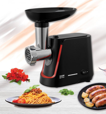 Masina de tocat Heinner MG-1250BK, 1340 W, 1.5 Kg/Min, 2 site, reverse, accesorii incluse, Negru - Img 3