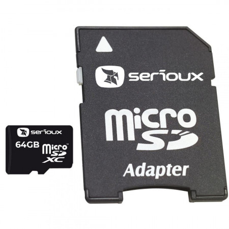 Micro Secure Digital Card Serioux, 64GB, SFTF64AC10, Clasa 10, cu adaptor SDHC