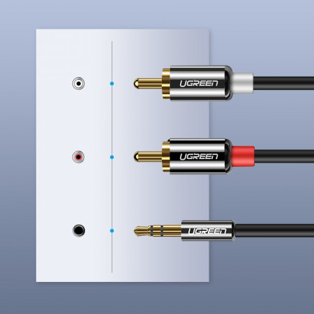 Mini jack 3,5 mm Ugreen - cablu 2RCA audio 3m negru (10590) - Img 3
