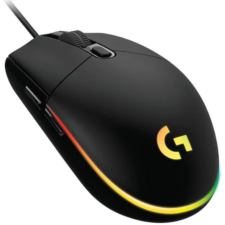 Mouse gaming Logitech G203, iluminare RGB LightSync, Negru