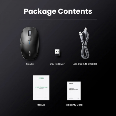 Mouse Ugreen MU103 Bluetooth 5.0 / receptor USB 2.4GHz - negru - Img 7