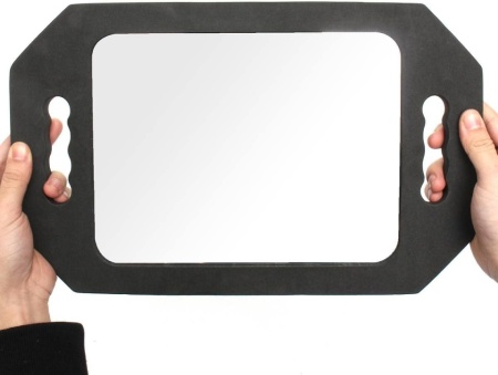 Oglindă Profesională pentru Frizerie și Coafor, cu 2 Mânere Laterale, Ramă din Spumă Protectoare, 41 × 25 cm, Neagră, pentru Salon și Uz Personal - Img 5