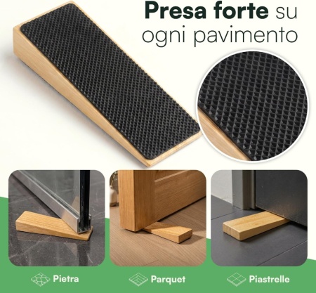 Opritor de Ușă pentru Pardoseală din Lemn Natural de Bambus, Talpă Antiderapantă din Cauciuc, Fixare Fără Găurire sau Adeziv, Protecție Anti-Zgârieturi pentru Parchet și Gresie, Design Elegant Natur - Img 5