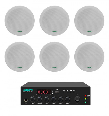 Pachet Sonorizare 35W de tavan, FM+USB+Bluetooth, DSPPA MP35UB+6xDSP5011