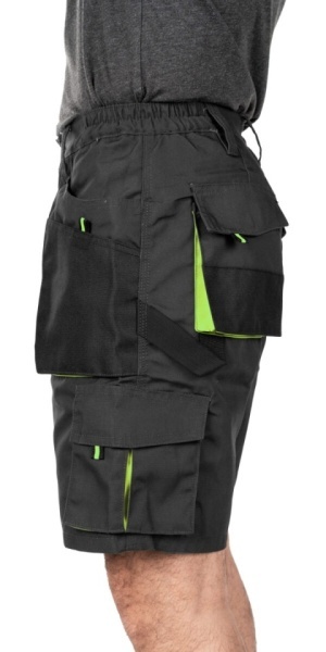 Pantaloni scurți de lucru MAZALAT Workwear, buzunare multiple multifuncționale, material rezistent la uzură, Gri / Verde, mărimea XL - Img 3