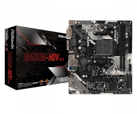 Placa de baza ASRock B450M-HDV R4.0, AMD B450, Socket AM4, MATX