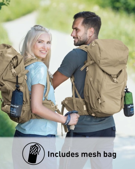 Prosop din Microfibră Fit-Flip, Compact, Ultra-Ușor și cu Uscare Rapidă, Dimensiune 50 x 30 cm, Albastru / Diverse (Ultra Lightweight &amp; Quick Dry) - Img 2