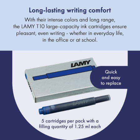 Rezerve de Cerneală Lamy T10 Albastru (Pachet cu 5 Cartușe), Compatibile cu Stilourile Lamy - Img 4