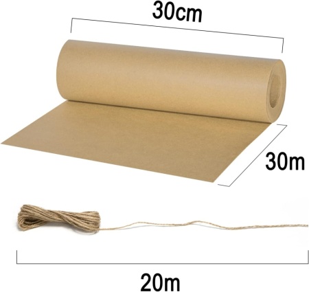 Rolă Hârtie Kraft Maro pentru Ambalat Cadouri, 30 cm x 30 m, cu Sfoară de Iută 20 m Inclusă, Hârtie Natur Rezistentă pentru Proiecte DIY, Floristică și Decorațiuni - Img 7