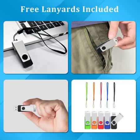 Set 10 Bucăți Stick-uri USB 2.0 Typec Home 8 GB, Memorie Externă USB / Pendrive cu Design Rotativ și Culori Mixte, Include Șnururi Asortate - Img 6