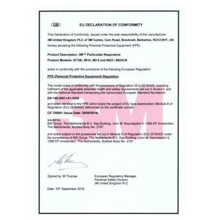 Set 10 x masti de protectie respiratorie FFP2, 3M, cu supapa / valva, model 8822, Certificate CE - Img 3