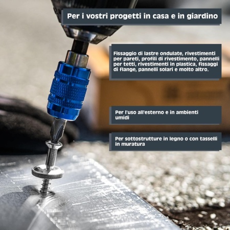 Set 150 Șuruburi pentru Tablă și Acoperișuri HELPMATE 4.5x35 mm, Oțel Inoxidabil A2 DIN 7995, Cap Înecat cu Șaibă și Garnitură EPDM, Amprentă PZ2, Rezistență Ridicată la Coroziune - Img 4