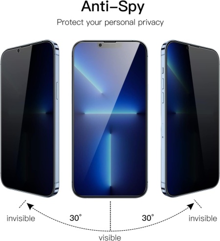 Set 2 Folii de Protecție din Sticlă Securizată cu Confidențialitate (Privacy) JETech pentru iPhone 13 Pro Max, Acoperire Totală, Anti-Spy - Img 7
