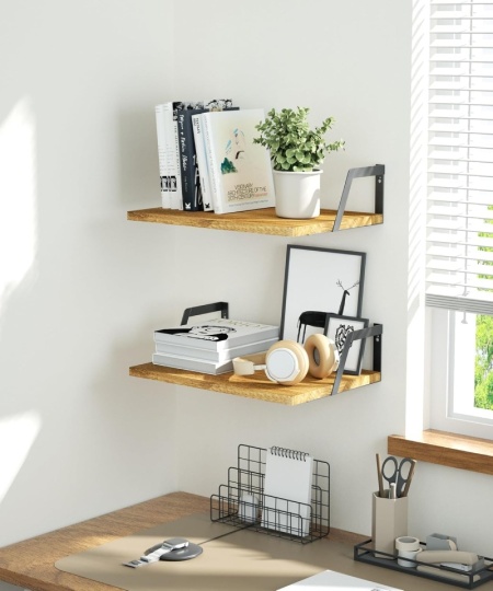 Set 2 Rafturi de Perete Extra Adânci (42 x 30 cm) Typec Home din Lemn și Oțel, Stil Vintage Carbonizat, Capacitate de Încărcare 18 kg, Etajere Suspendate pentru Organizare și Decor - Img 8