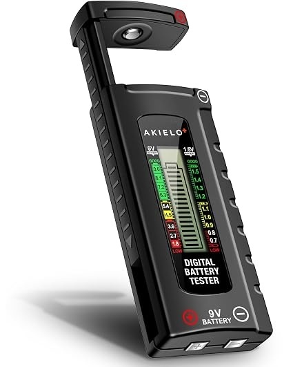 Set 2 testere digitale pentru baterii AKIELO+, ecran LCD, fără baterie necesară, verificator universal pentru AA, AAA, C, D, 9V și baterii tip pastilă (1.5V) - Img 2