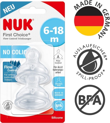 Set 2 Tetine Ortodontice din Silicon NUK First Choice+ Flow Control, 6-18 Luni, Sistem Anti-Colici, Fără BPA - Img 4