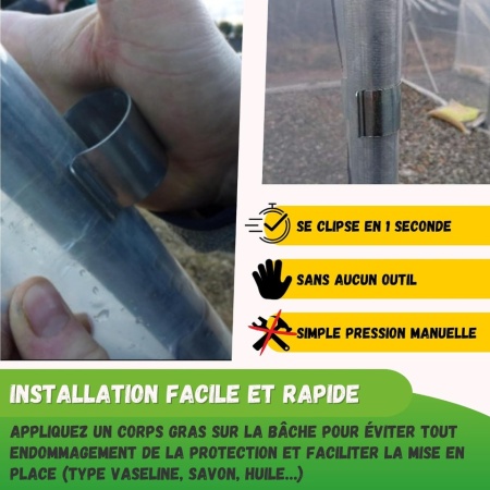 Set 20 clipsuri metalice galvanizate pentru solarii și sere Jarden, diametru 20 mm, cleme fixare folie pe țeavă/arcade - Img 2