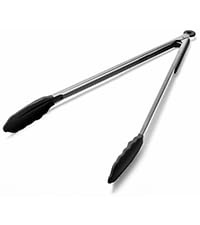 Set 3 clesti de bucatarie din inox cu varfuri din silicon termorezistent, mecanism de blocare, pentru gatit, servire si gratar / BBQ, Negru - Img 5