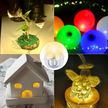 Set 30 Mini Lumini LED Decorative pentru Baloane și Lampioane, Lumină Albă Caldă, Diametru 1.3 cm (0.5 Inch), Peste 48 Ore Autonomie, Rezistente la Apă, Reutilizabile cu Baterii LR41 Incluse - Img 3