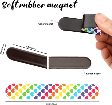 Set 36 Semne de Carte Magnetice Pliabile cu Modele Geometrice Colorate, Cleme Magnetice pentru Pagină din Carton Calitativ și Magnet Flexibil, Format Compact 6 x 2 cm, Marcatoare pentru Cărți, Agende, Jurnale, Birou și Școală, pentru Adulți și Copii - Img 4