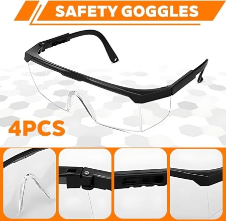 Set 4 Perechi Ochelari de Protecție KYLOS împotriva Aburirii, Razelor UV și Zgârieturilor, pentru Construcții, Atelier, Laborator, Design Ergonomic, Culoare Neagră - Img 6