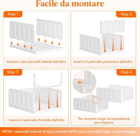 Set 5 Cutii Modulare de Depozitare cu Sertar Lifewit, Capacitate 24L per Unitate, Sistem Suprapozabil Anti-Cădere, Organizator Haine și Dressing, Alb - Img 3