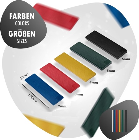 Set 50 Cale și Distanțiere din Plastic pentru Calare INTAKO, 30 x 100 mm, Grosimi Mixte 2–6 mm, Pene Plate pentru Montaj Tâmplărie PVC, Geamuri Termopan, Mobilier și Gresie/Faianță - Img 6