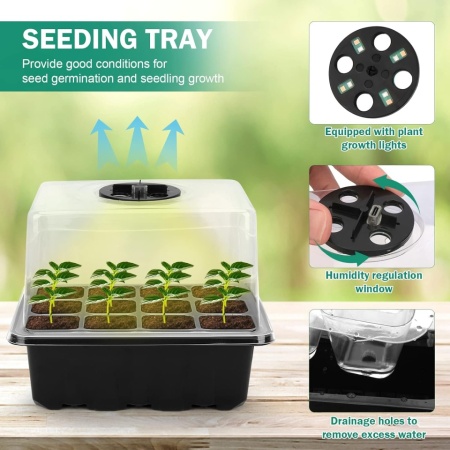 Set 6 Tavă Germinare Semințe RIOGOO cu Lumină LED, Control Inteligent, Luminozitate și Umiditate Reglabile, Kit Complet Mini-Seră - Img 4