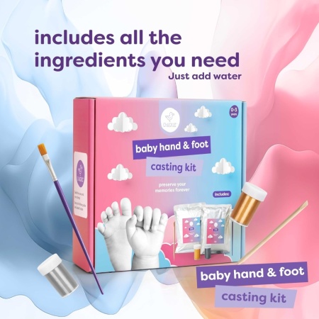 Set Amprenta 3D din Ghips pentru Mâna și Piciorul Bebelușului, Kit DIY pentru Amintiri, Cadou Ideal pentru Naștere sau Botez, Non-Toxic - Img 3