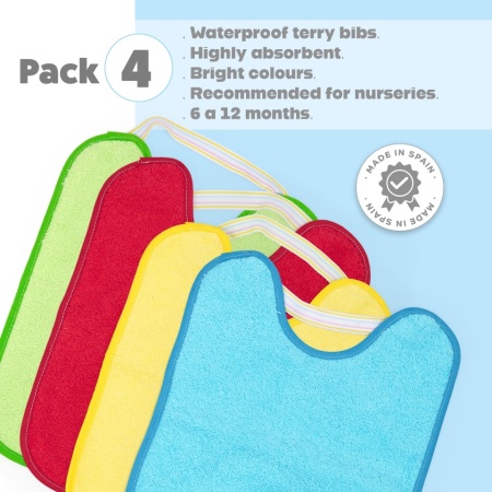 Set bavete Ti-Tin, 4 Bucati, Bumbac 90%/Poliester10%, 24 x 31 cm, 6-18 luni, Multicolor - Img 5