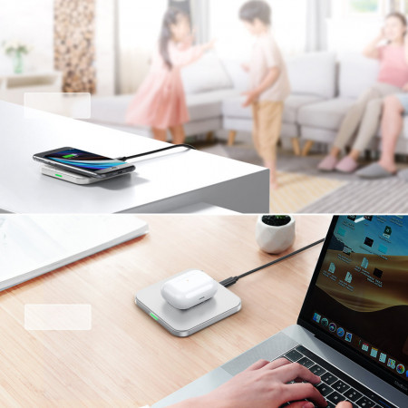 Set Choetech 2x Qi 10W incarcator wireless (2 colors, black and white) + cabluri 1.2m USB (T511-S black / white) - Img 6