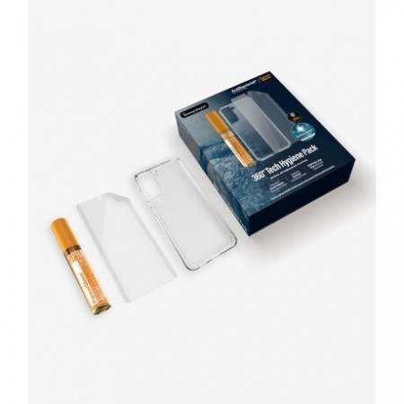 Set Folie+Husa Silicon Slim Panzer pentru Samsung Galaxy S21 Plus Transparent - Img 2