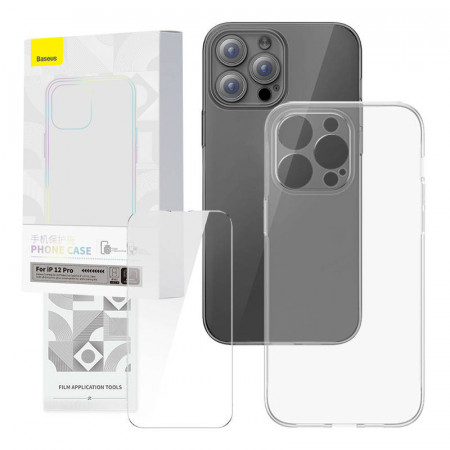 Set husa transparenta si sticla securizata Baseus Corning pentru iPhone 12 Pro